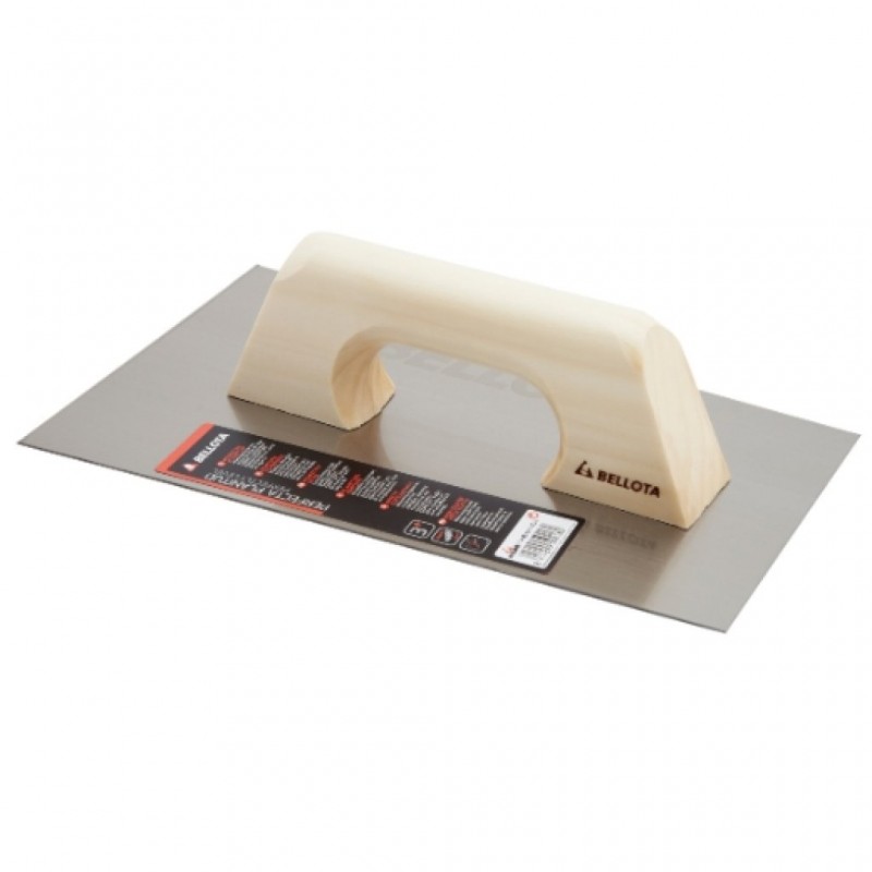 [5862] Llana trapezoidal de acero con mango de madera 300x180 mm / 5862