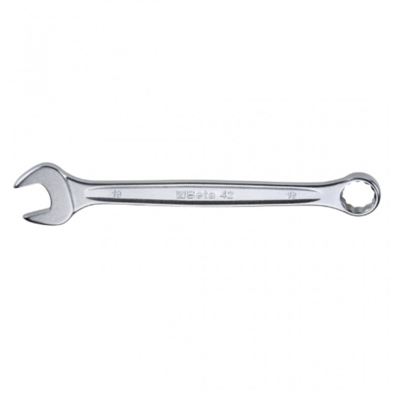 [000421028] 42 28 Llave combinada con una boca fija y otra de estrella en ángulo, cromada 000421028